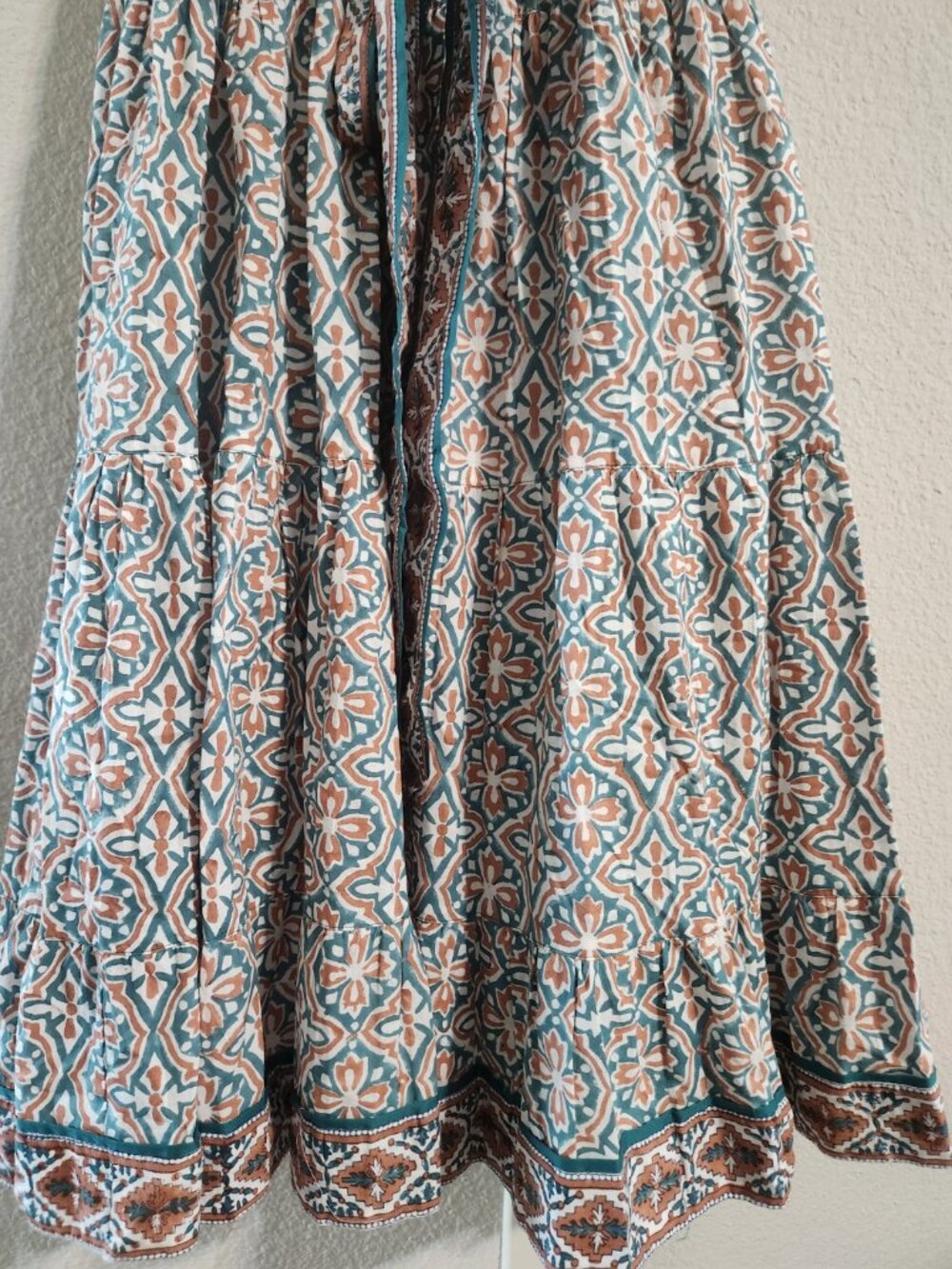 Sue Sartor Anthropologie Hamilton Kaftan Maxi Dress Tiered Flouncy Belt Size XS - Picture 6 of 10